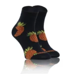 Krótkie Wesołe skarpety bawełniane wzór Ananasy granat